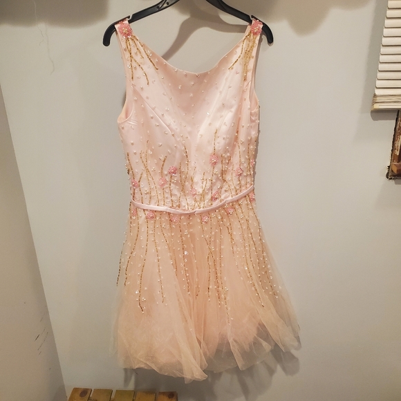 Ada's Bridal Pale Pink Babydoll Bridal Shower Dress with Beaded Details - Picture 6 of 8